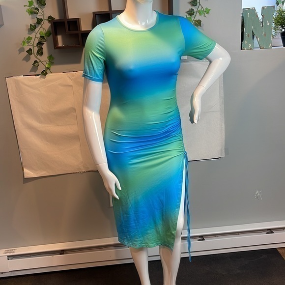 Women Sexy Tie Dye Bodycon Evening Party Dress Cocktail‎ Midi Dress Siz L - Picture 2 of 6